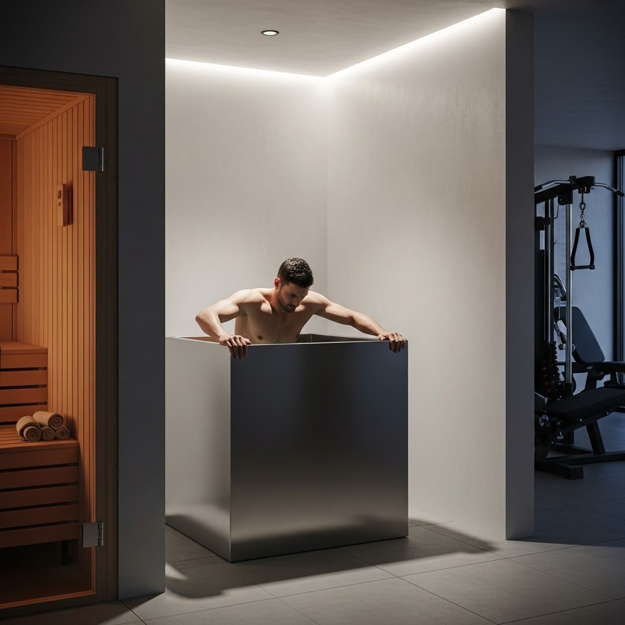 MANTA Deep Cold — cold plunge vertical en acero inoxidable 316